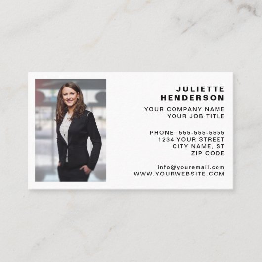 Creëer Uw eigen Logo Photo Classic Eenvoudig Visitekaartje (Voorkant)