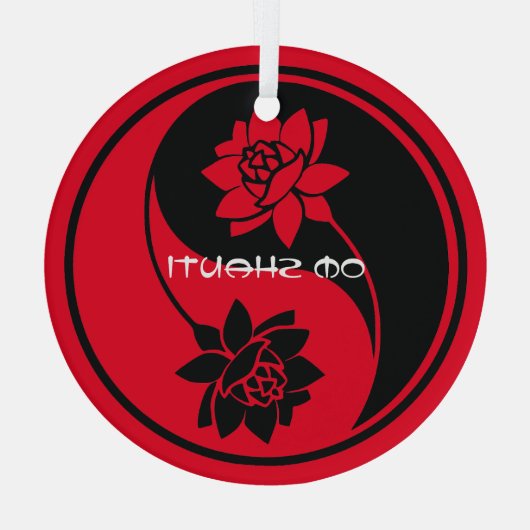 Creëer Uw Eigen Lotus Yin Yang Symbool Glas Ornament (Achterkant)