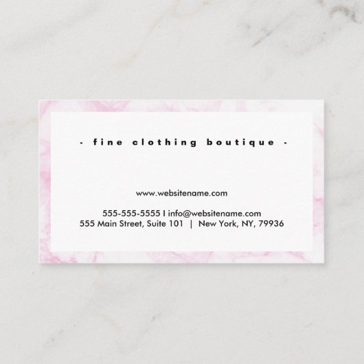 Creëer Uw Eigen Luxe Boetiek Roze Marmer Visitekaartje (Achterkant)
