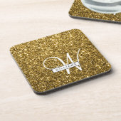 Creëer Uw eigen Luxe Gold Glitter Sparkle Party Bier Onderzetter (Linkerzijde)