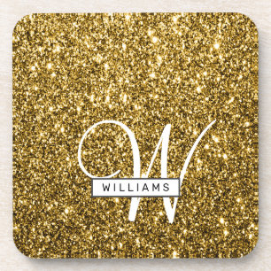 Creëer Uw eigen Luxe Gold Glitter Sparkle Party Bier Onderzetter