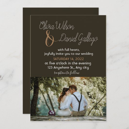 Creëer uw eigen luxe trouwuitnodiging kaart (Voorkant / Achterkant)