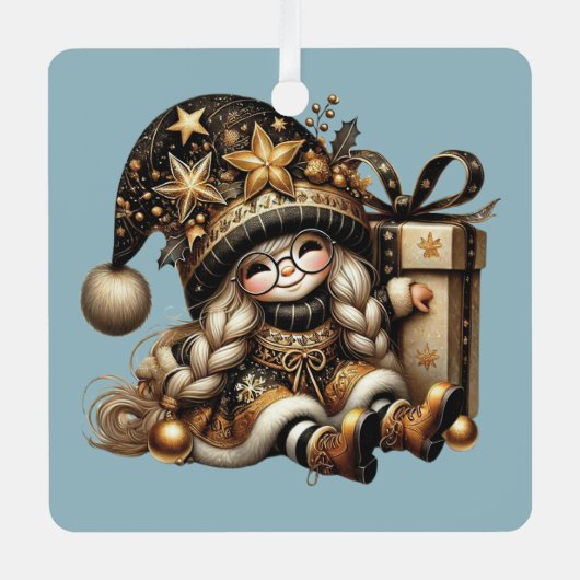 Creëer uw eigen magische kerst gnoom Cadeau Metalen Ornament (Voorkant)