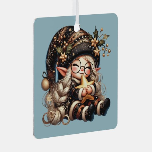 Creëer uw eigen magische kerstkabouter metalen ornament (Voorkant Rechts)