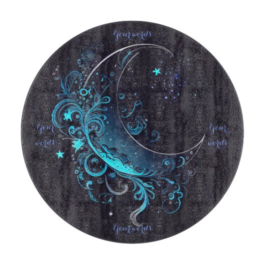 Creëer Uw eigen magische zilveren & blauwe maanalt Snijplank (Voorkant)