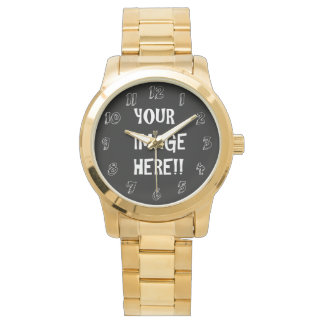 Creëer Uw eigen Mannen overmaatse gouden trombocyt Horloge