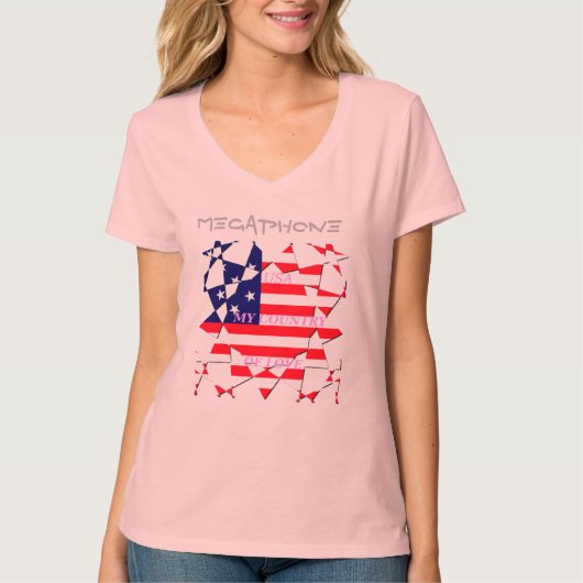 Creëer Uw eigen Megafone Land of Love USA T-shirt (Voorkant)