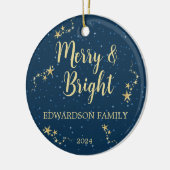Creëer uw eigen Merry & Bright familiefoto Keramisch Ornament (Links)