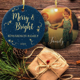 Creëer uw eigen Merry & Bright familiefoto Keramisch Ornament
