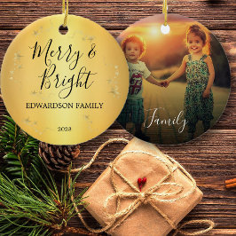 Creëer uw eigen Merry & Bright familiefoto Keramisch Ornament