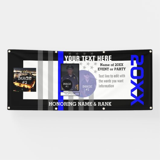 Creëer Uw Eigen met 3 afbeeldingen en 6 tekstregel Spandoek (Horizontaal)