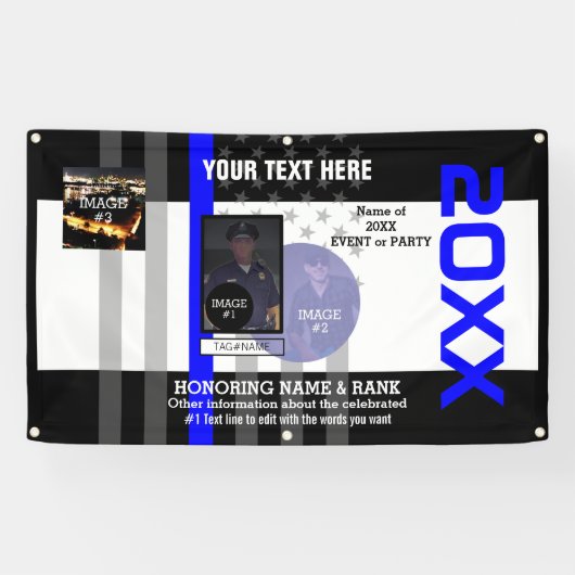 Creëer Uw Eigen met 3 afbeeldingen en 7 regels tek Spandoek (Horizontaal)