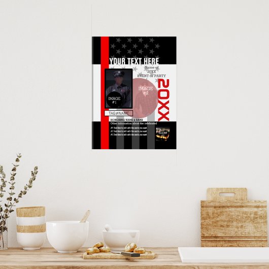 Creëer Uw Eigen met 3 afbeeldingen en 9 lijnen tek Poster (Keuken)