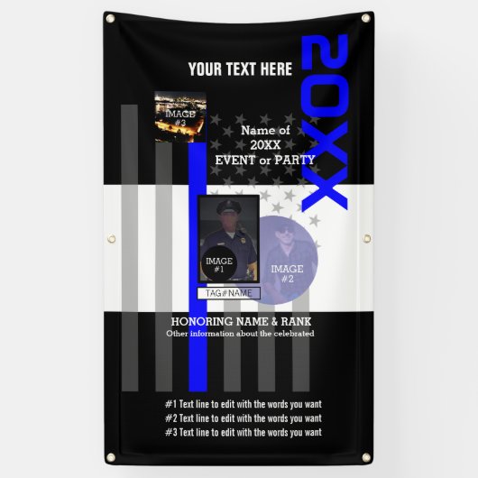 Creëer Uw Eigen met 3 afbeeldingen en 9 lijnen tek Spandoek (Verticaal)