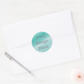 Creëer Uw eigen Metallic Aqua Blue Blauwgroen Faux Ronde Sticker (Envelop)