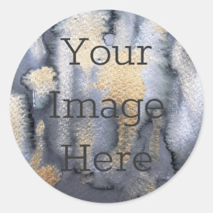 Creëer Uw Eigen Metallic Goud en Grijze Waterverf Ronde Sticker