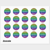 Creëer Uw eigen Metallic Rainbow Glitter Faux Foli Ronde Sticker (Vel)