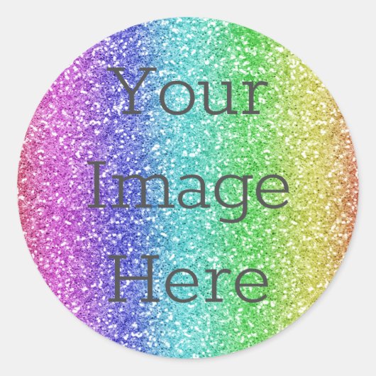 Creëer Uw eigen Metallic Rainbow Glitter Faux Foli Ronde Sticker (Voorkant)