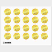 Creëer Uw eigen Metallic Sunshine Gold Faux Folie Ronde Sticker (Vel)