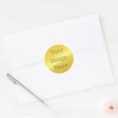 Creëer Uw eigen Metallic Sunshine Gold Faux Folie Ronde Sticker (Envelop)