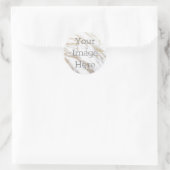 Creëer Uw Eigen Metallic Wit & Gouden Faux Marmer Ronde Sticker (Tas)