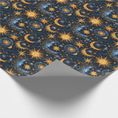Creëer Uw Eigen Midnight Blue & Gold Celestial Cadeaupapier (Hoek)