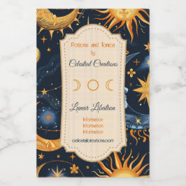 Creëer Uw Eigen Midnight Blue & Gold Celestial Wijn Etiket