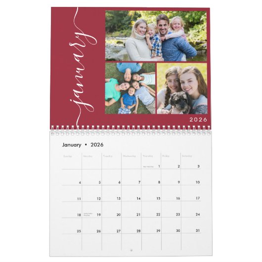 Creëer uw eigen minimaal 3 foto's collage script kalender (Jan 2026)