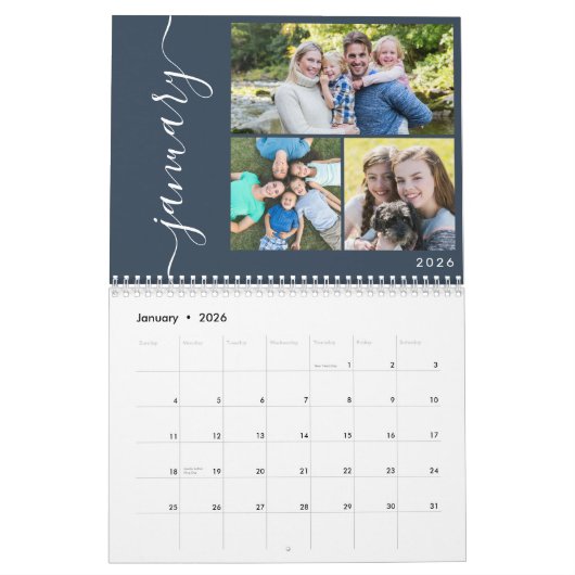 Creëer uw eigen minimaal 3 foto's collage script kalender (Jan 2026)