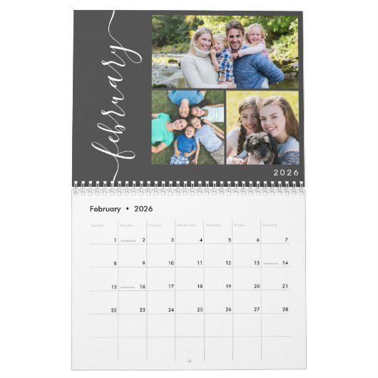 Creëer uw eigen minimaal 3 foto's collage script kalender (Feb 2026)