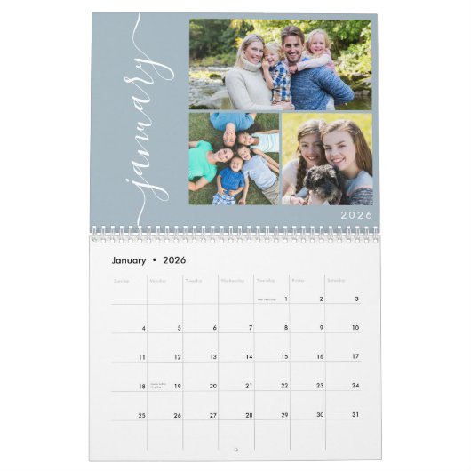 Creëer uw eigen minimaal 3 foto's collage script kalender (Jan 2026)