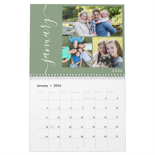 Creëer uw eigen minimaal 3 foto's collage script kalender (Jan 2026)