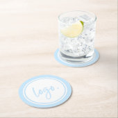 CREËER UW EIGEN MINIMALE BUSINESS LOGO BLUE CUSTOM RONDE KARTONNEN ONDERZETTER (Insitu)