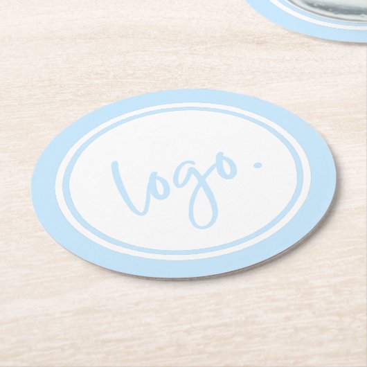 CREËER UW EIGEN MINIMALE BUSINESS LOGO BLUE CUSTOM RONDE KARTONNEN ONDERZETTER (Gebogen)