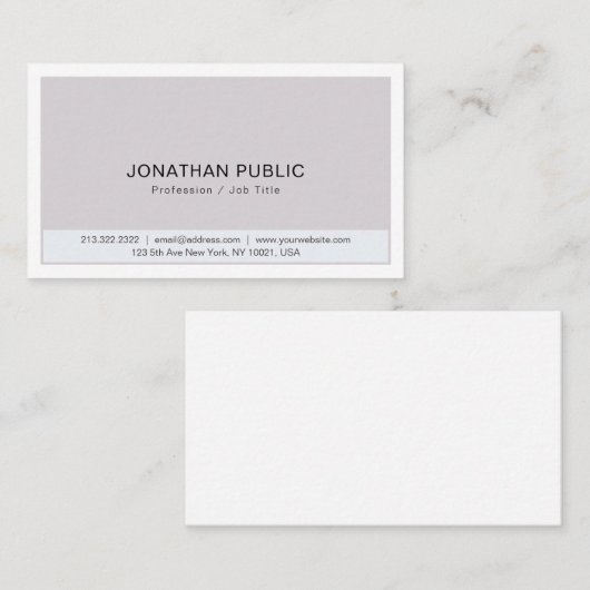 Creëer uw eigen minimale, moderne, elegante kleure visitekaartje (Voorkant / Achterkant)