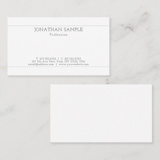 Creëer uw eigen minimalistische chique Sjabloon Visitekaartje (Voorkant / Achterkant)