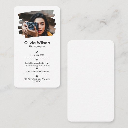 Creëer uw eigen minimalistische stijl fotograaf visitekaartje (Voorkant / Achterkant)