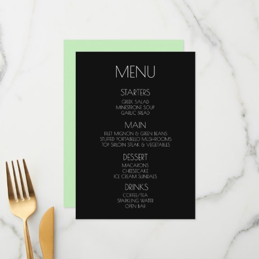 Creëer Uw Eigen - Mint Groen Menu (Voorkant / Achterkant in situ)