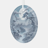 Creëer Uw eigen Misty Blue Landscape Glas Ornament (Voorkant links)