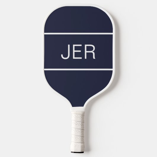 Creëer uw eigen Modern Monogrammed Initialen Blue Pickleball Paddle (Achterkant)