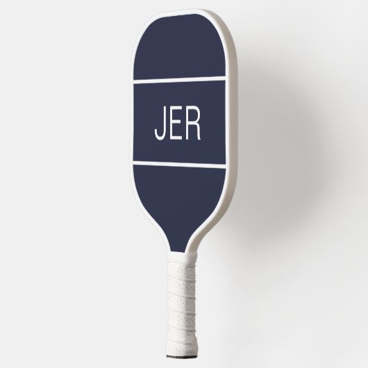 Creëer uw eigen Modern Monogrammed Initialen Blue Pickleball Paddle (Links)