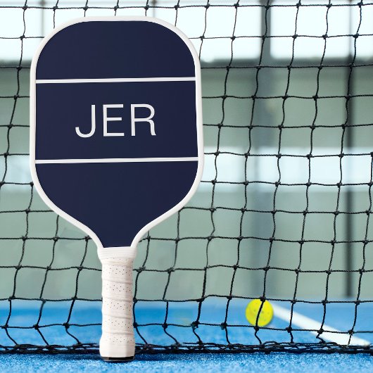 Creëer uw eigen Modern Monogrammed Initialen Blue Pickleball Paddle