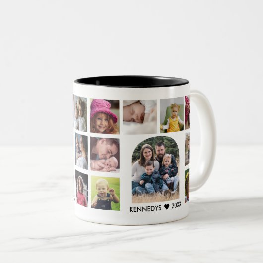 Creëer Uw eigen moderne Arch 18 Foto Collage Tweekleurige Koffiemok (Voorkant rechts)