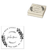 Creëer Uw eigen moderne bloemrijke ronde retouradr Rubberstempel (Gestempeld)