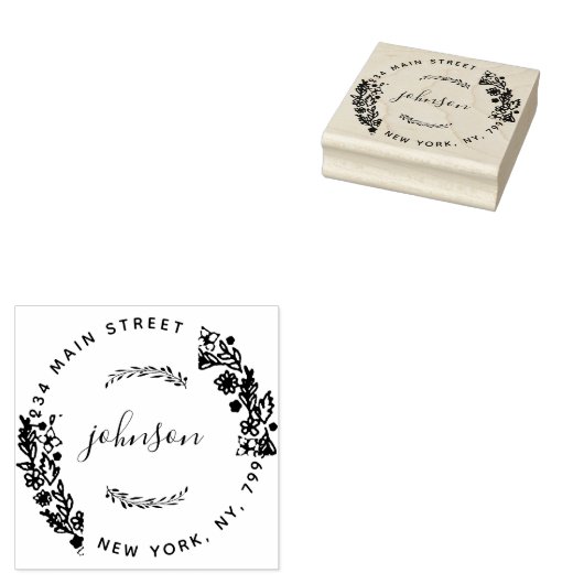 Creëer Uw eigen moderne bloemrijke ronde retouradr Rubberstempel (Gestempeld)