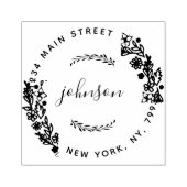 Creëer Uw eigen moderne bloemrijke ronde retouradr Rubberstempel (Afrduk)