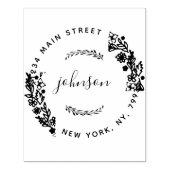 Creëer Uw eigen moderne bloemrijke ronde retouradr Rubberstempel (Afrduk)