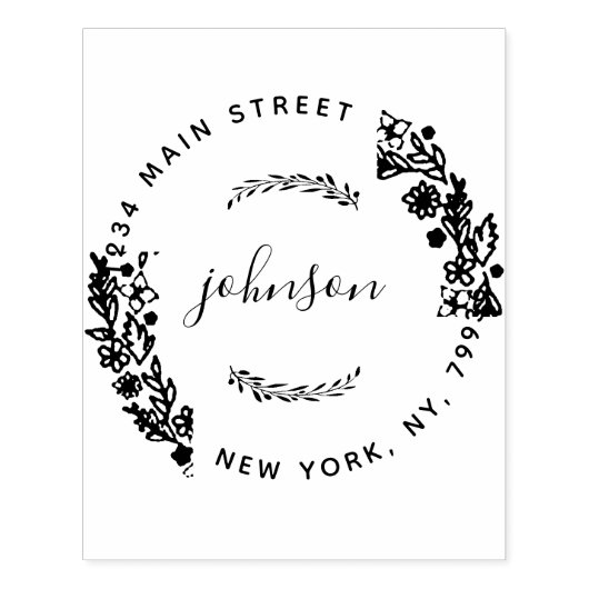 Creëer Uw eigen moderne bloemrijke ronde retouradr Rubberstempel (Afrduk)