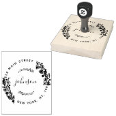 Creëer Uw eigen moderne bloemrijke ronde retouradr Rubberstempel (Gestempeld)