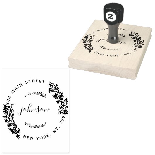 Creëer Uw eigen moderne bloemrijke ronde retouradr Rubberstempel (Gestempeld)